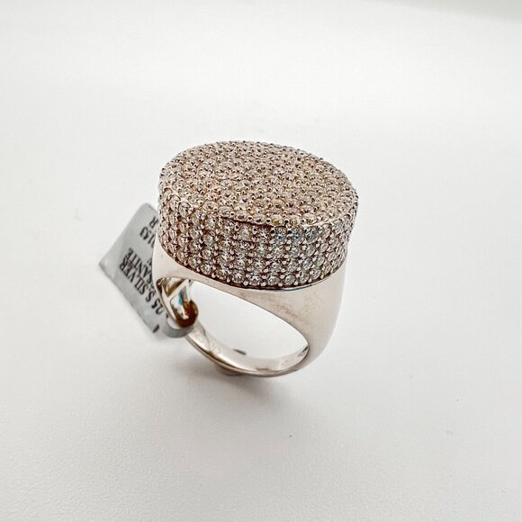 925 Sterling Sliver Moissanite Designer Circle Elevated Ring, 3.77ctw VVS Stones - Picture 3 of 7